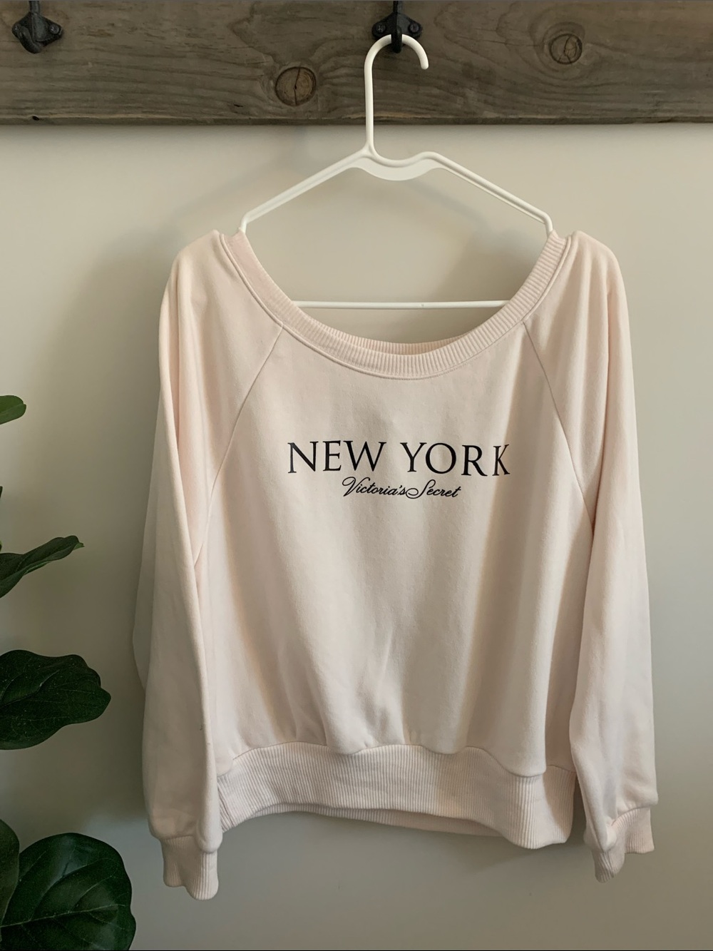 Victoria's Secret Off-Shoulder Cream 'New York' Sweatshirt